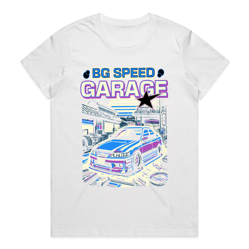 BG Speed Garage JDM Tuning T-Shirt – Neon Drift Garage Edition