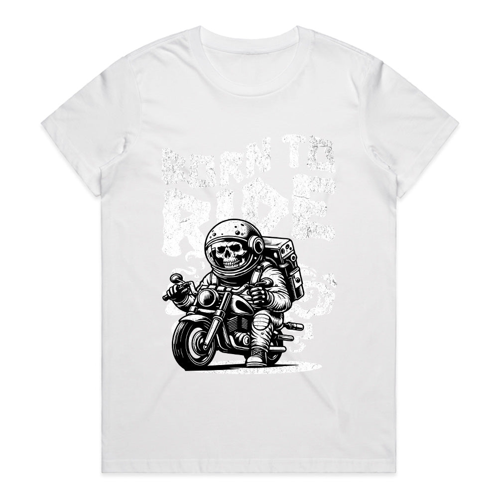 Born to Ride – Space Biker Skull Astronaut T-Shirt