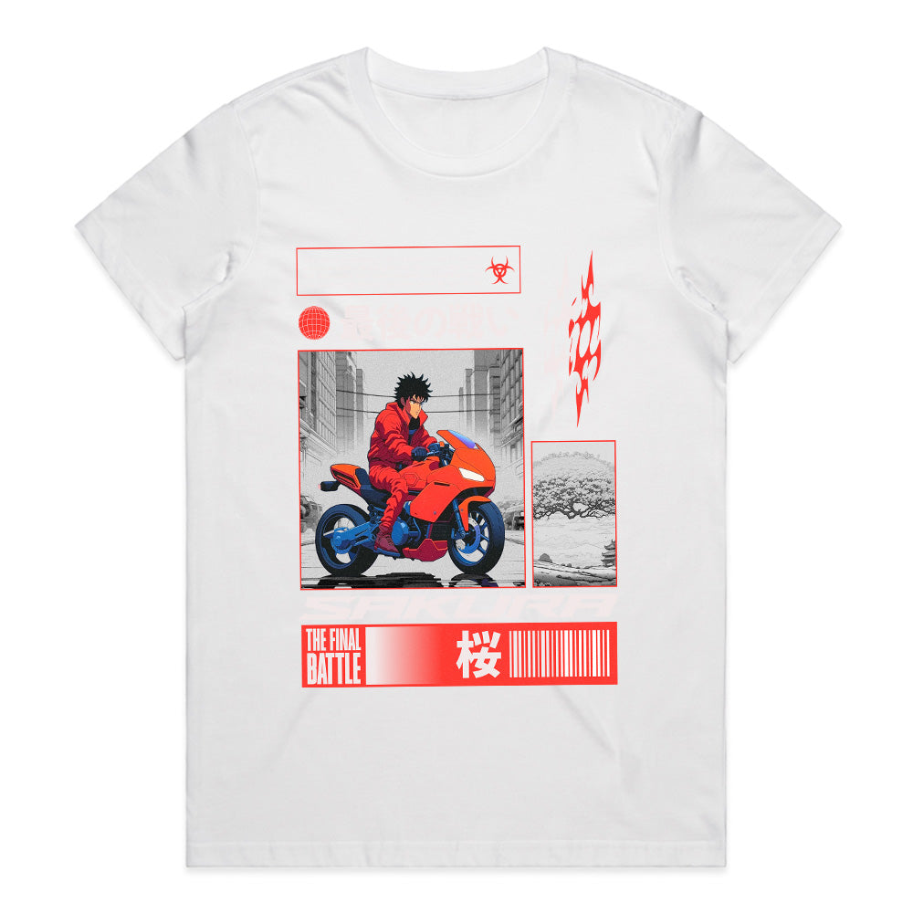 Sakura Final Battle – Cyberpunk Anime Rider T-Shirt