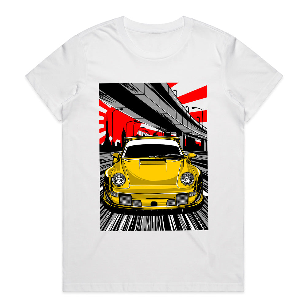 Urban Speed 911 T-Shirt – Yellow Turbocharged Highway Edition
