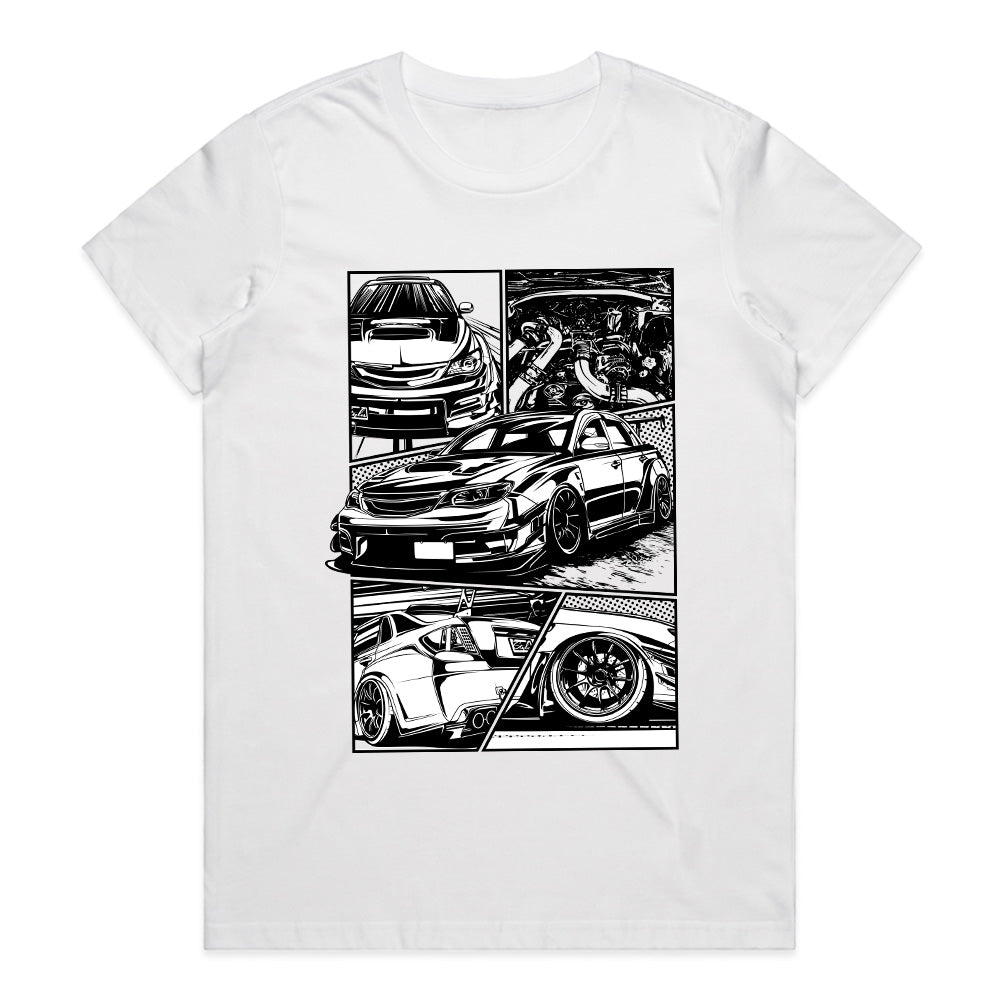 Subaru WRX Stance Art T-Shirt – JDM Black & White Street Edition