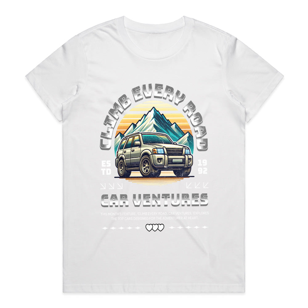 Climb Every Road - Car Ventures Adventure SUV T-Shirt