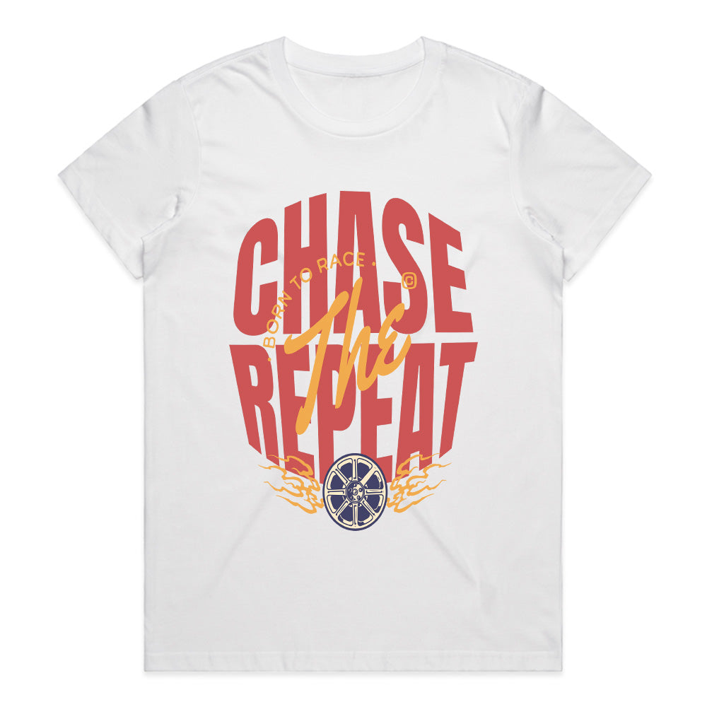 Chase The Repeat – Born to Race Typography T-Shirt