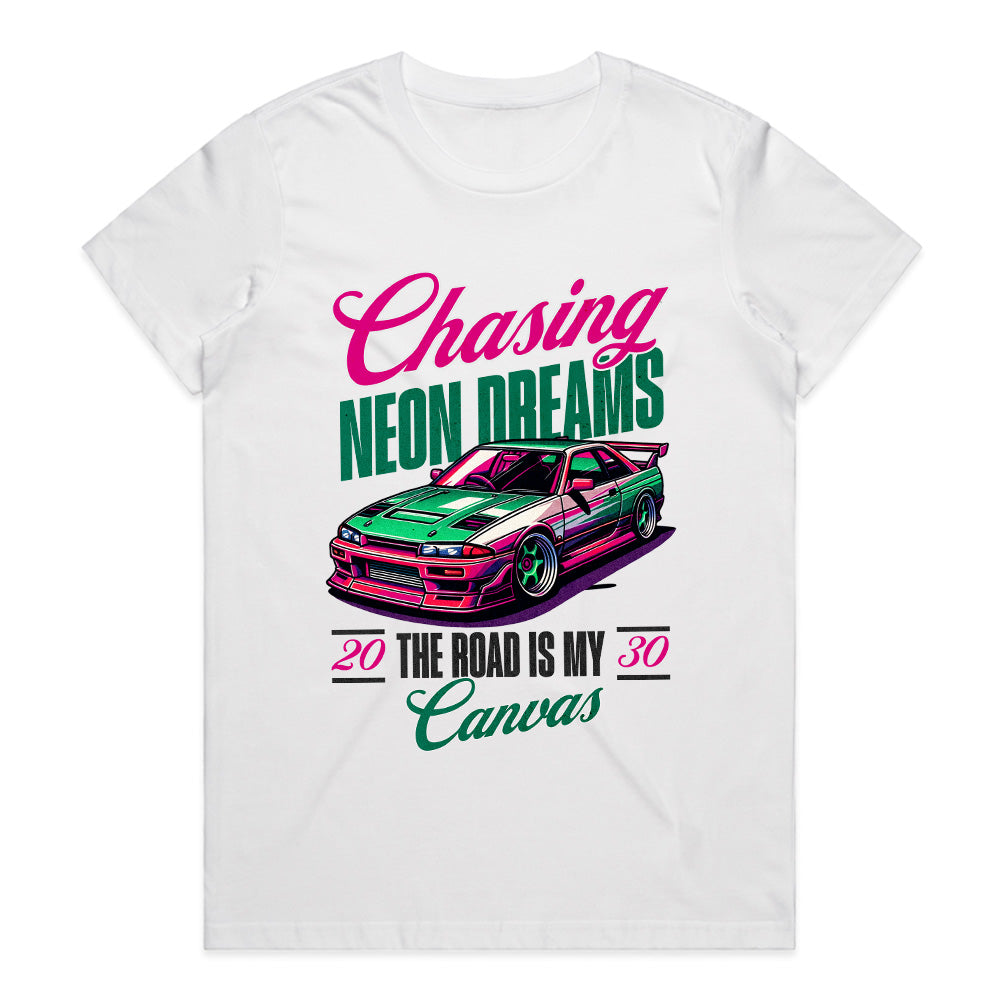 Chasing Neon Dreams – Retro Racing Art T-Shirt