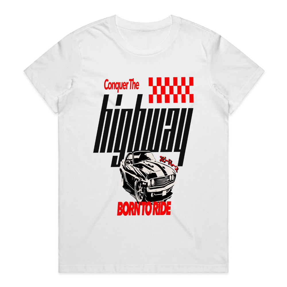 Conquer The Highway - Born to Ride Muscle Car Tee