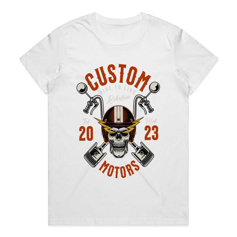 Custom Motors – Ride to Live Rebellion Biker T-Shirt
