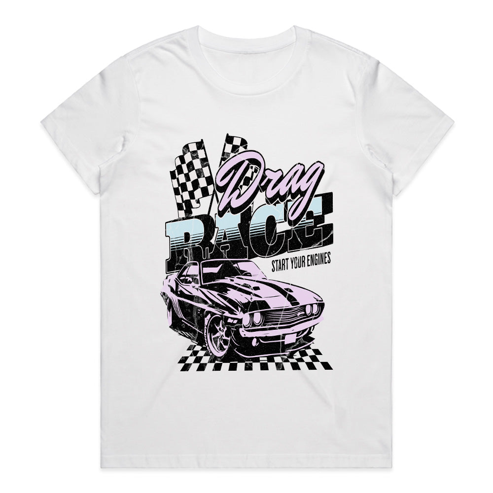 Drag Race - Retro Muscle Car Racing Tee