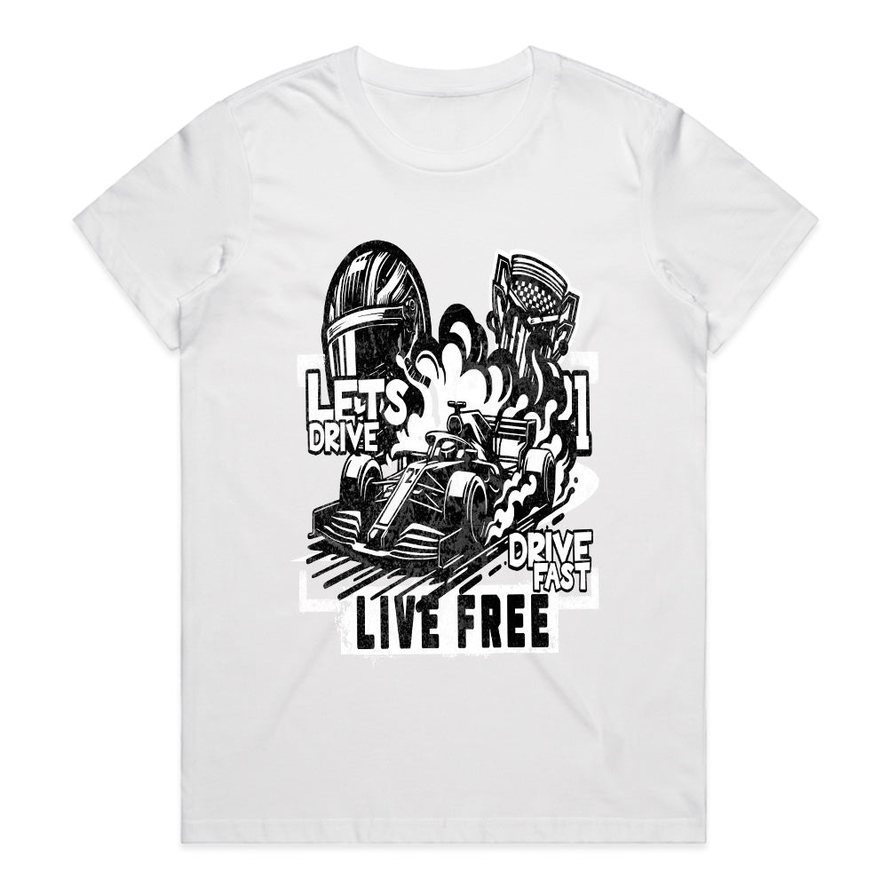Drive Fast, Live Free - Formula Racing Freedom Tee