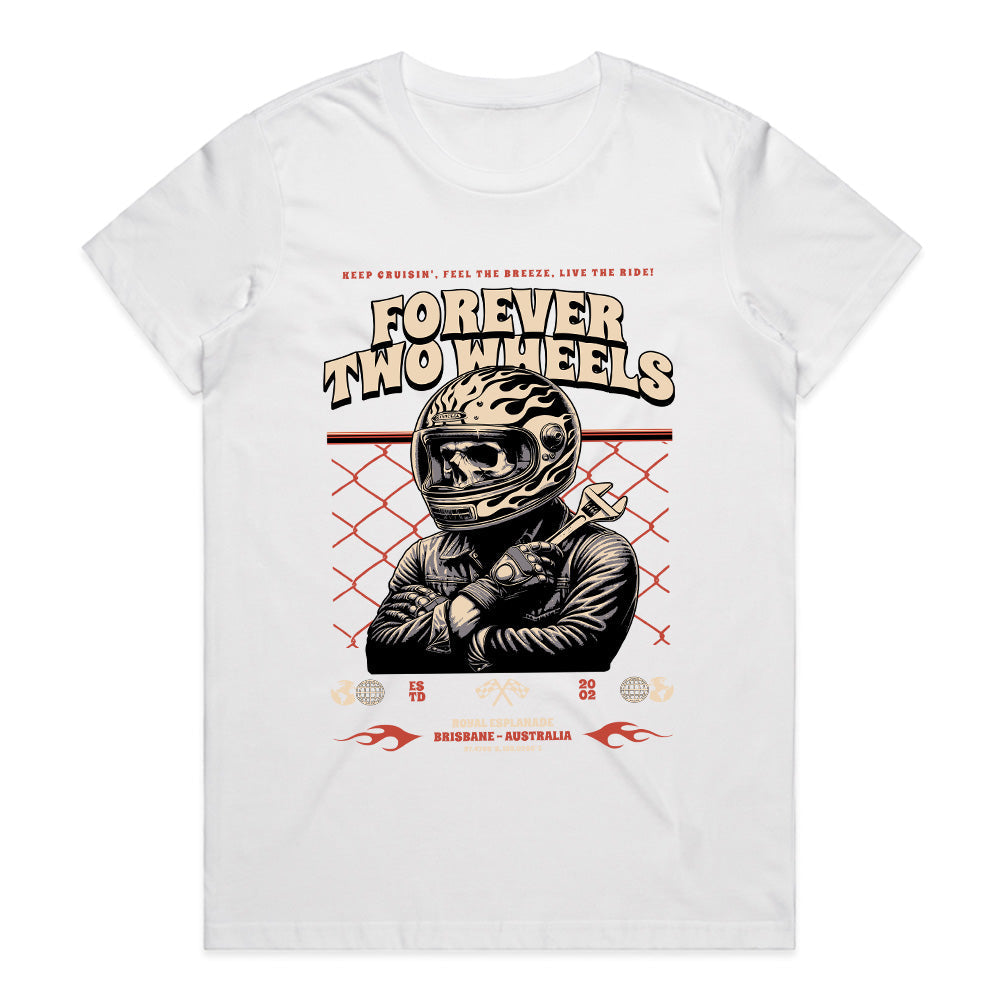 Forever Two Wheels – Biker Skull Classic Ride T-Shirt
