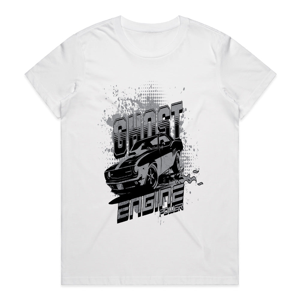Ghost Engine Power: Monochrome Muscle Car T-Shirt
