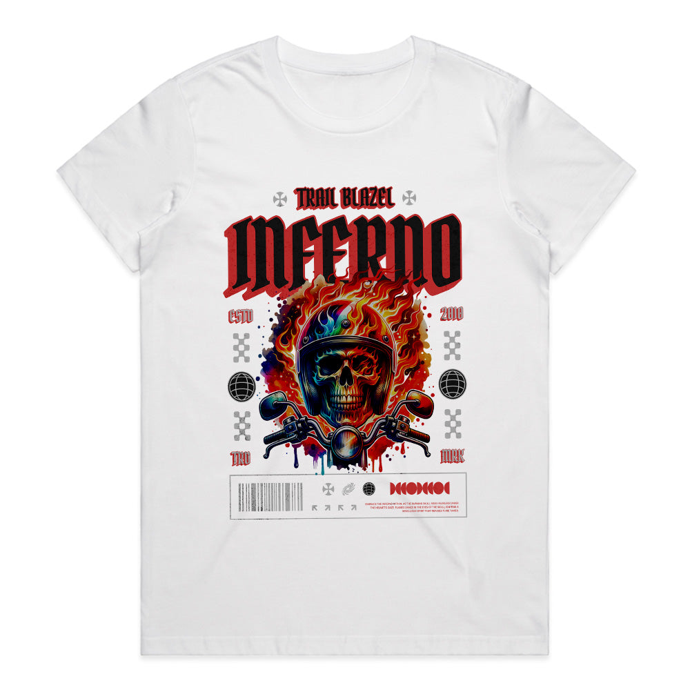Inferno Trail Blaze – Flaming Skull Biker T-Shirt