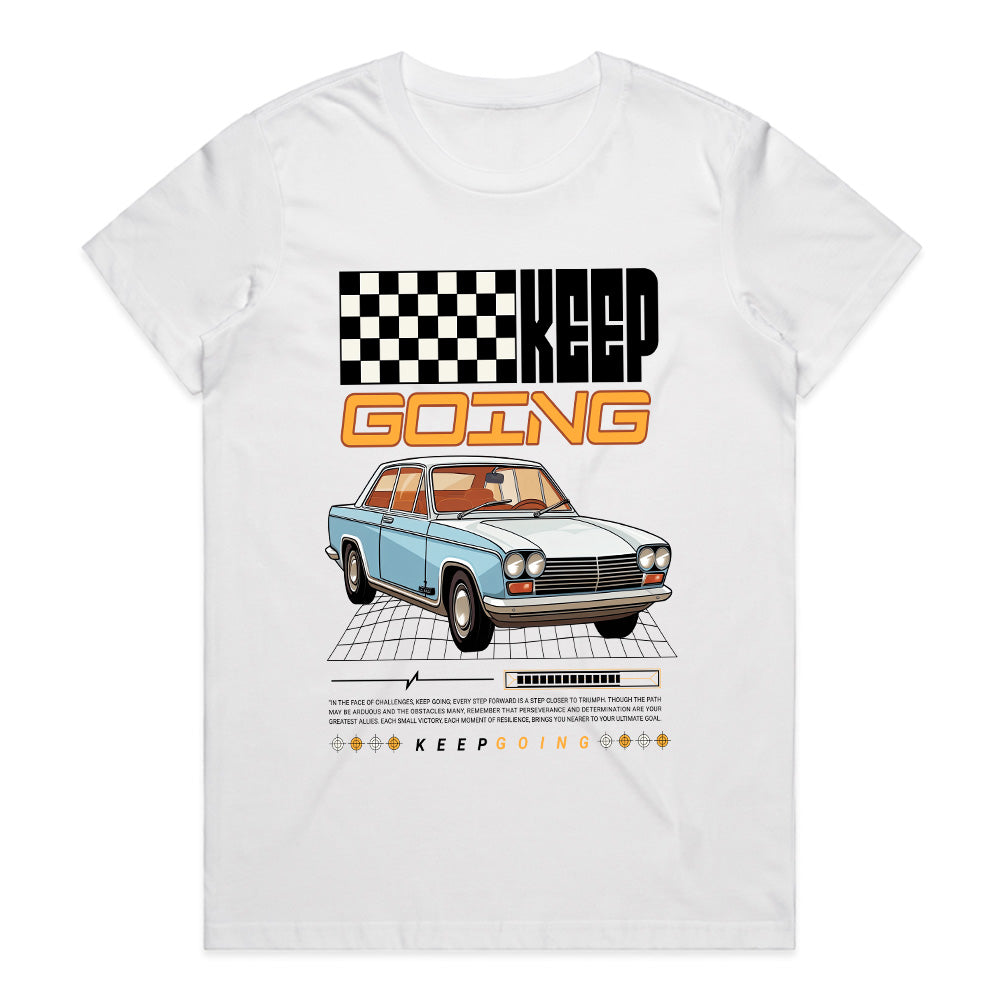 Keep Going: Retro Classic Car Motivation T-Shirt