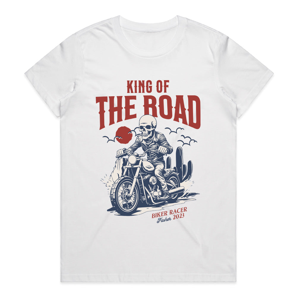 King of the Road – Biker Racer Skull T-Shirt