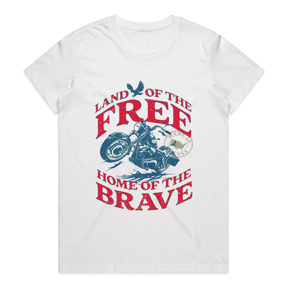 Land of the Free – Home of the Brave Patriotic Biker T-Shirt