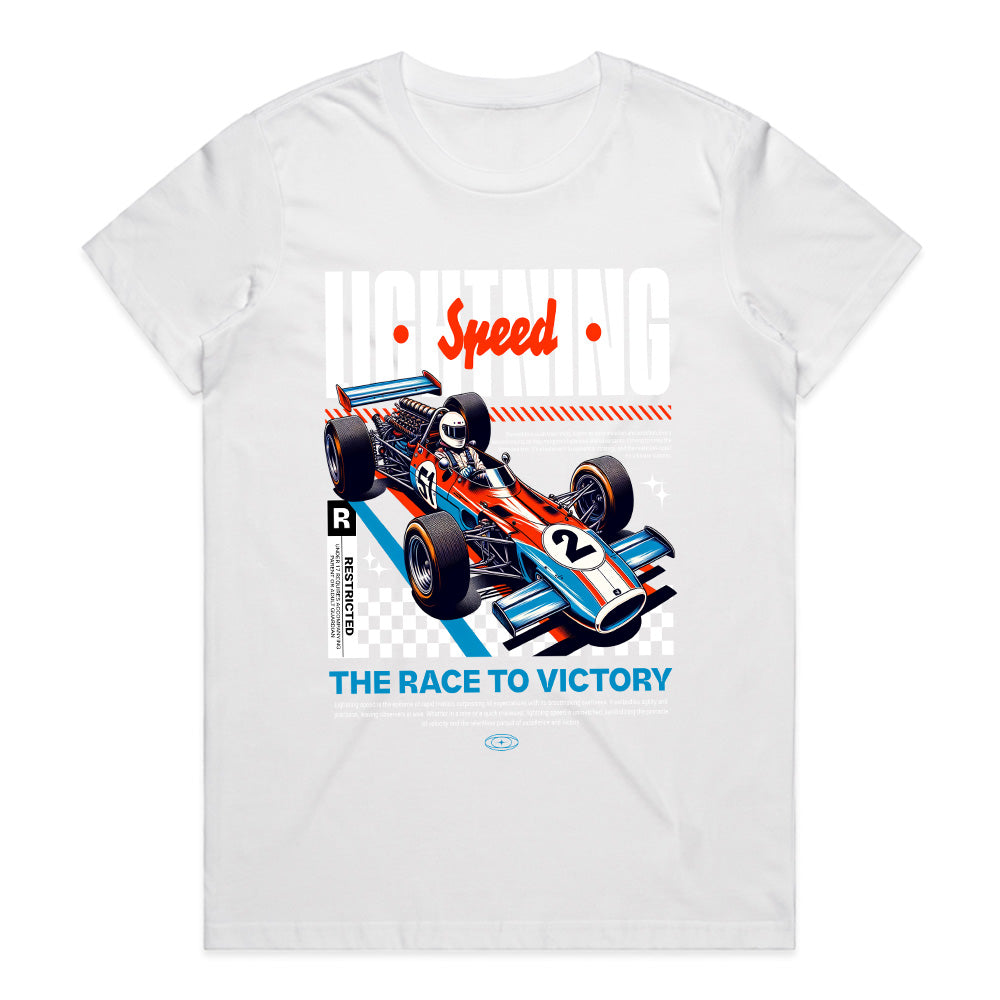 Lightning Speed: Retro Race Victory T-Shirt