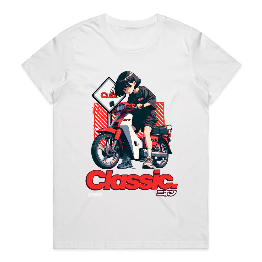 Classic Nihon – Retro Anime Scooter Rider Japanese Streetwear T-Shirt