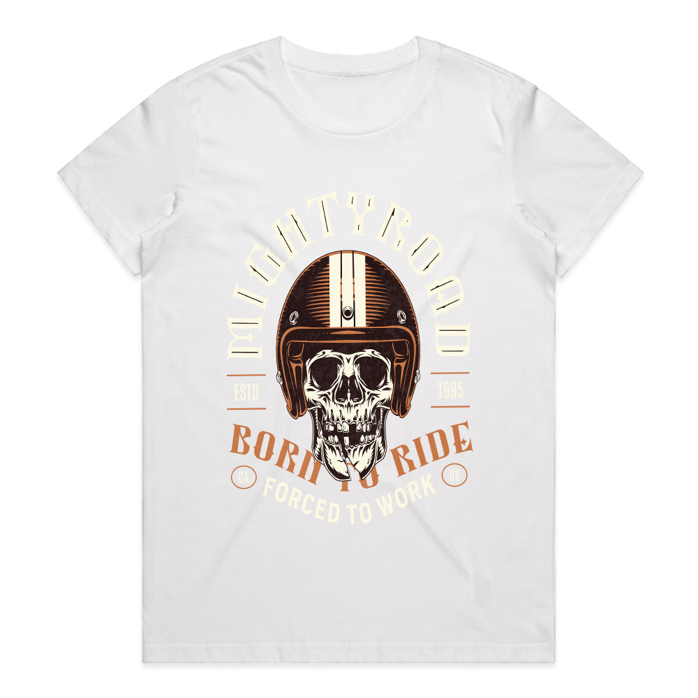 Mighty Road – Born to Ride, Forced to Work" Biker Spirit T-Shirt