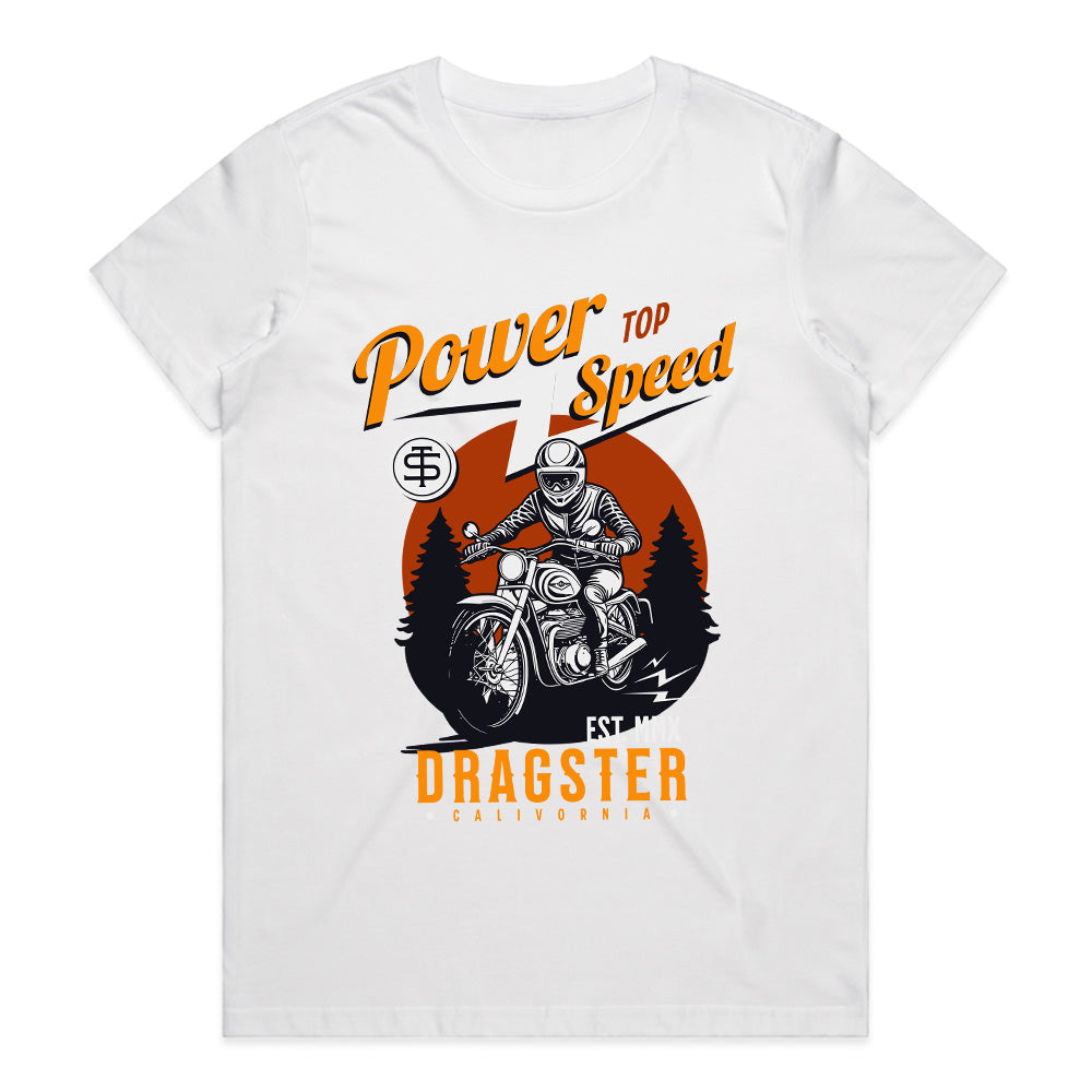 Power Top Speed T-Shirt – Vintage Dragster Motorcycle Racing Tee