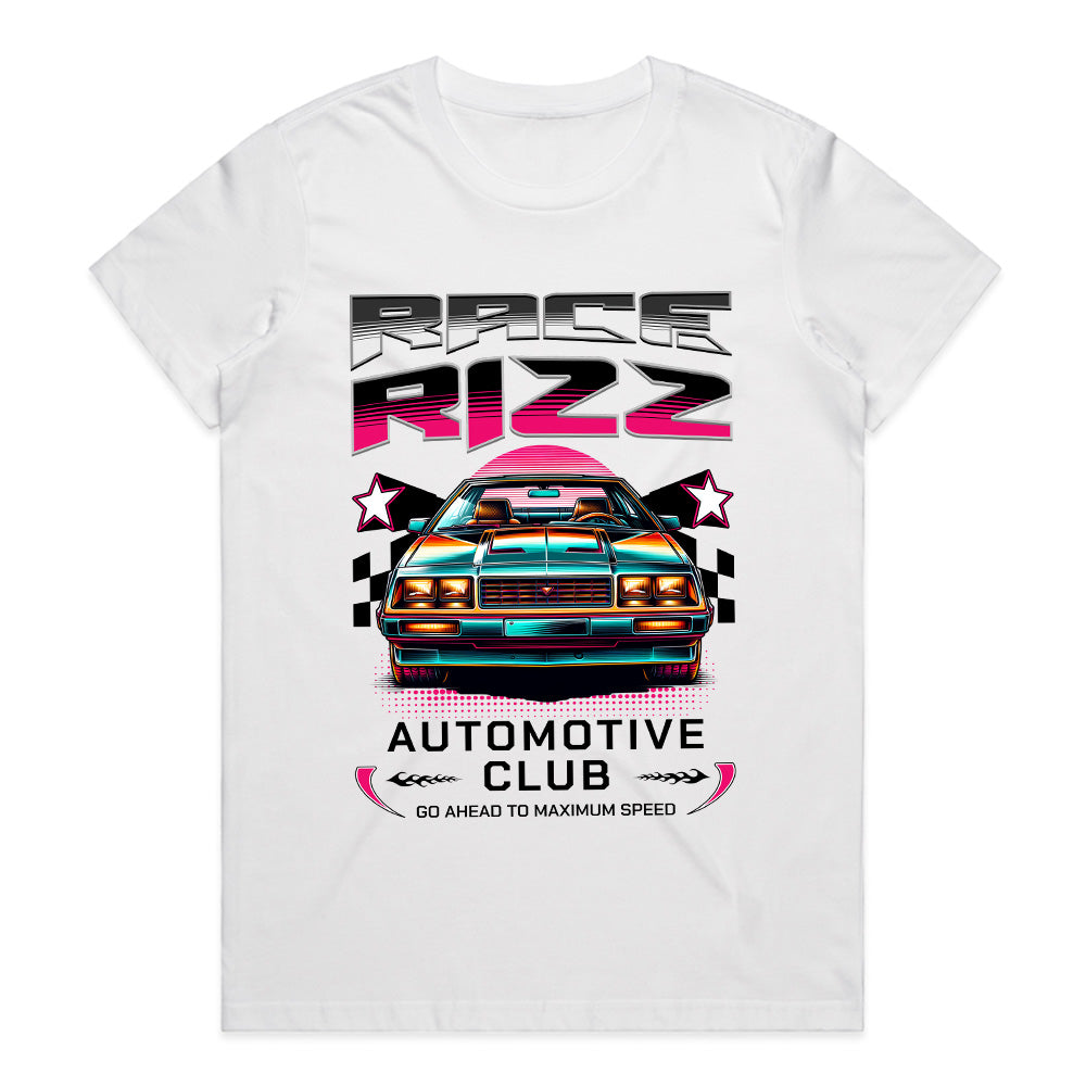 Race Rizz T-Shirt – Retro Neon Automotive Club Edition