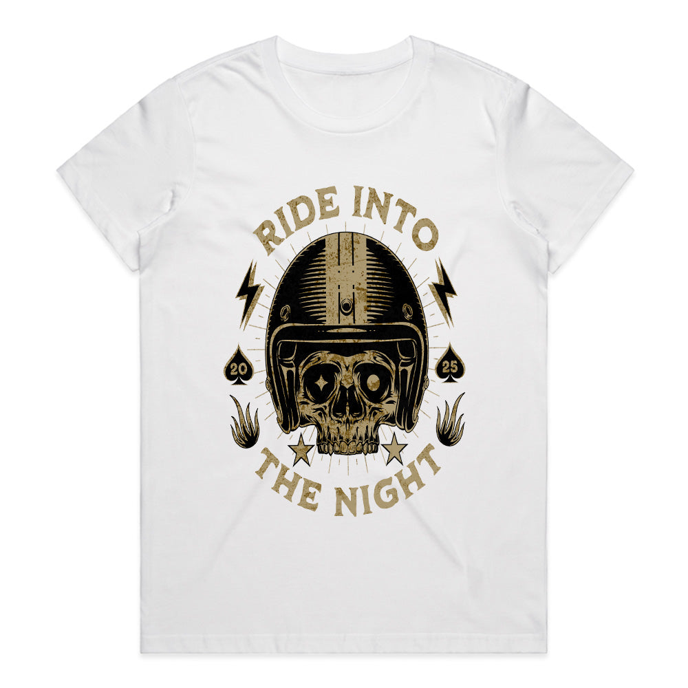 Ride Into the Night T-Shirt – Skull Biker Midnight Ride Tee