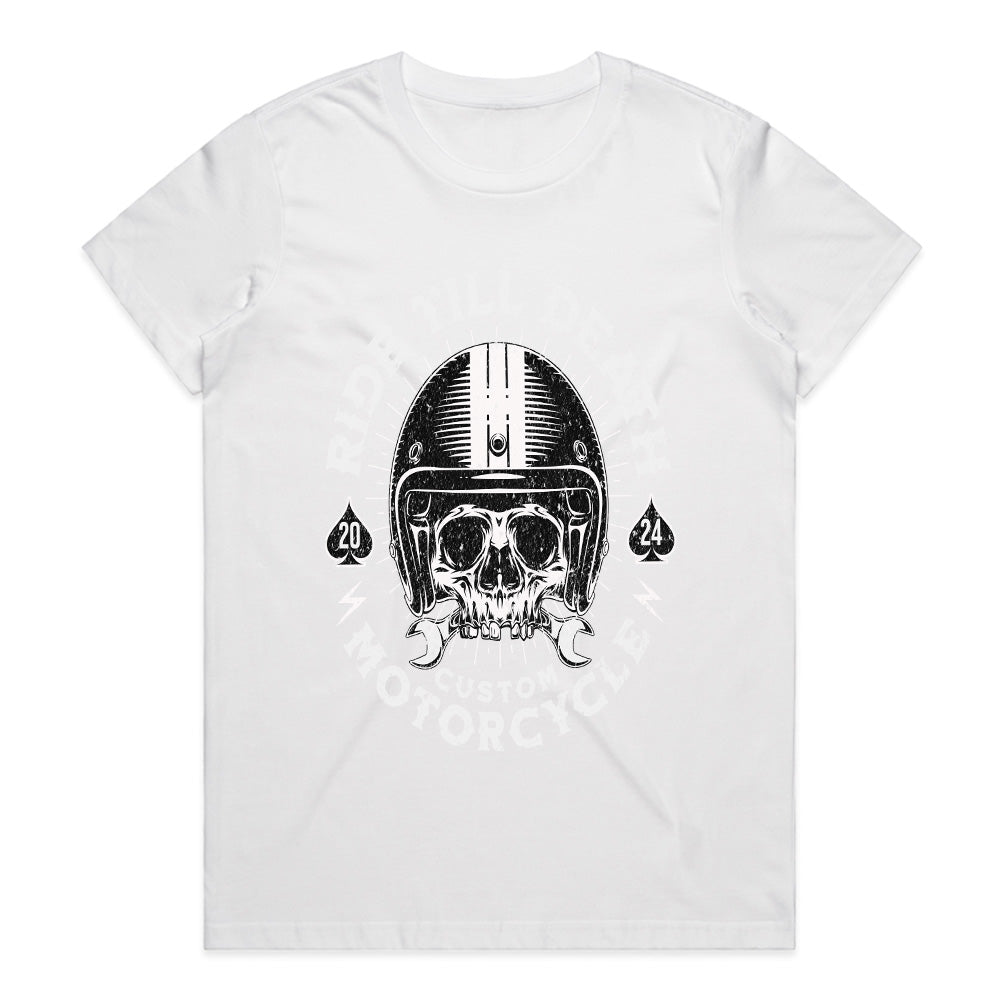 Ride Till Death T-Shirt – Hardcore Skull Biker Custom Motorcycle Tee