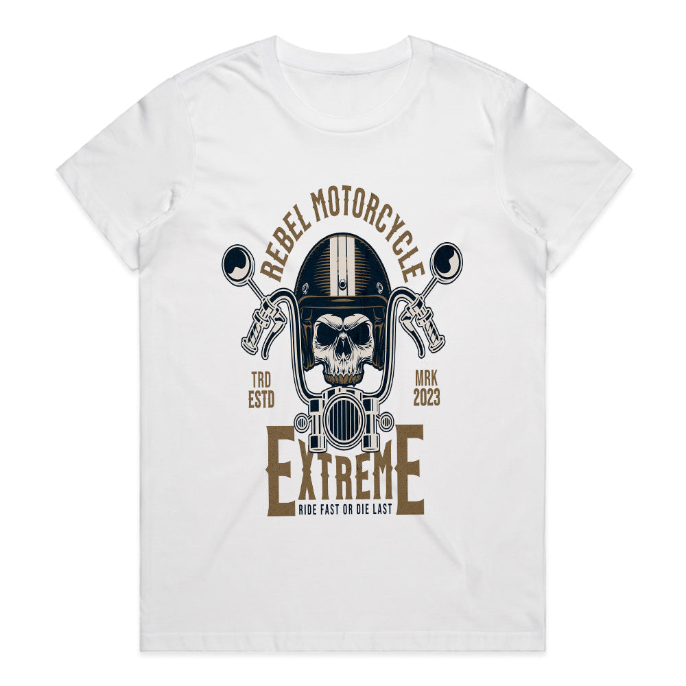 Rebel Motorcycle Extreme T-Shirt – Skull Biker Chopper Rider Tee