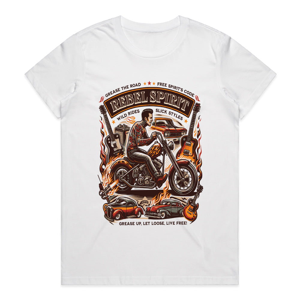 Rebel Spirit T-Shirt – Vintage Chopper Biker & Rock 'n' Roll Tee