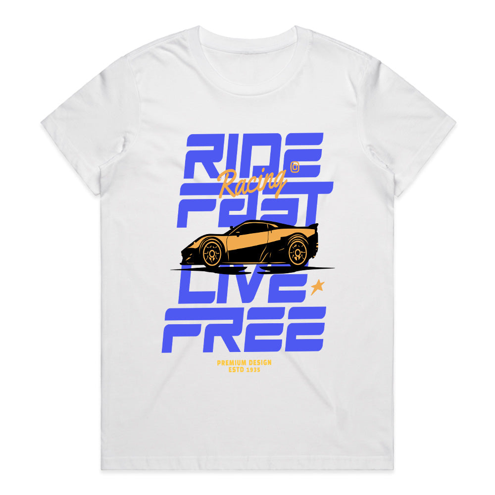 Ride Fast Live Free Racing T-Shirt – Speed & Freedom Edition
