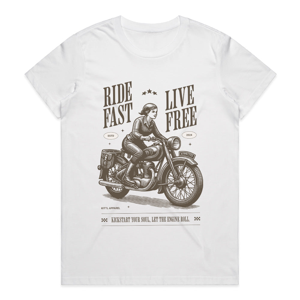 Ride Fast Live Free T-Shirt – Vintage Motorcycle Freedom Tee