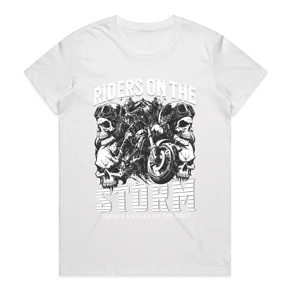 Riders on the Storm T-Shirt – Skull Biker Thunder Ride Tee