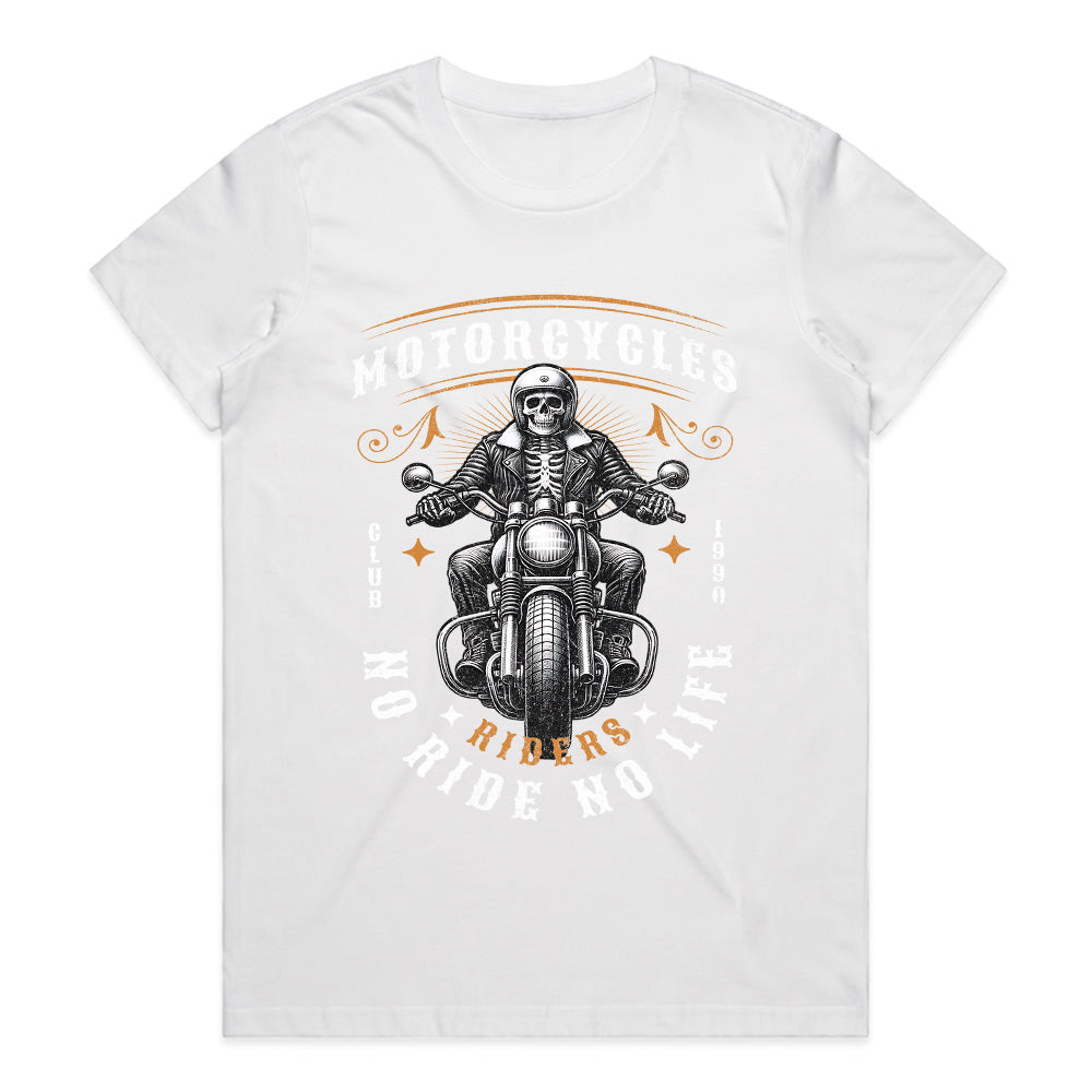 No Ride No Life T-Shirt – Skeleton Biker Club Tee