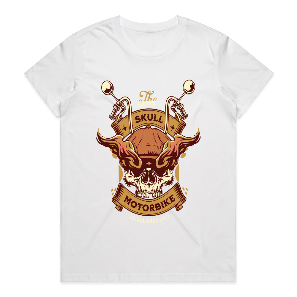 The Skull Motorbike T-Shirt – Fiery Biker Spirit Tee