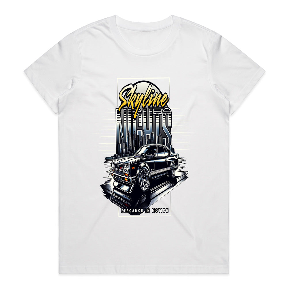 Skyline Nights: Retro JDM Elegance in Motion T-Shirt