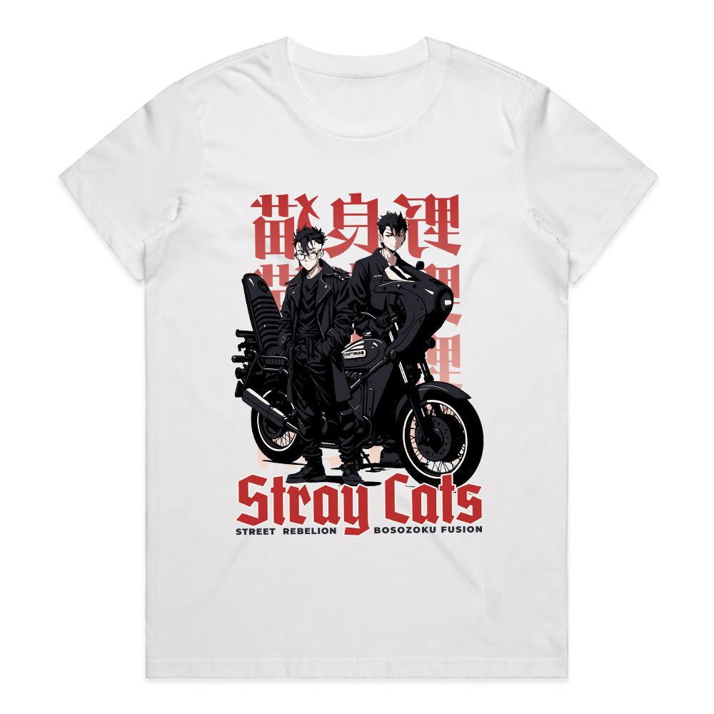Stray Cats T-Shirt – Bosozoku Street Rebellion Biker Anime Tee