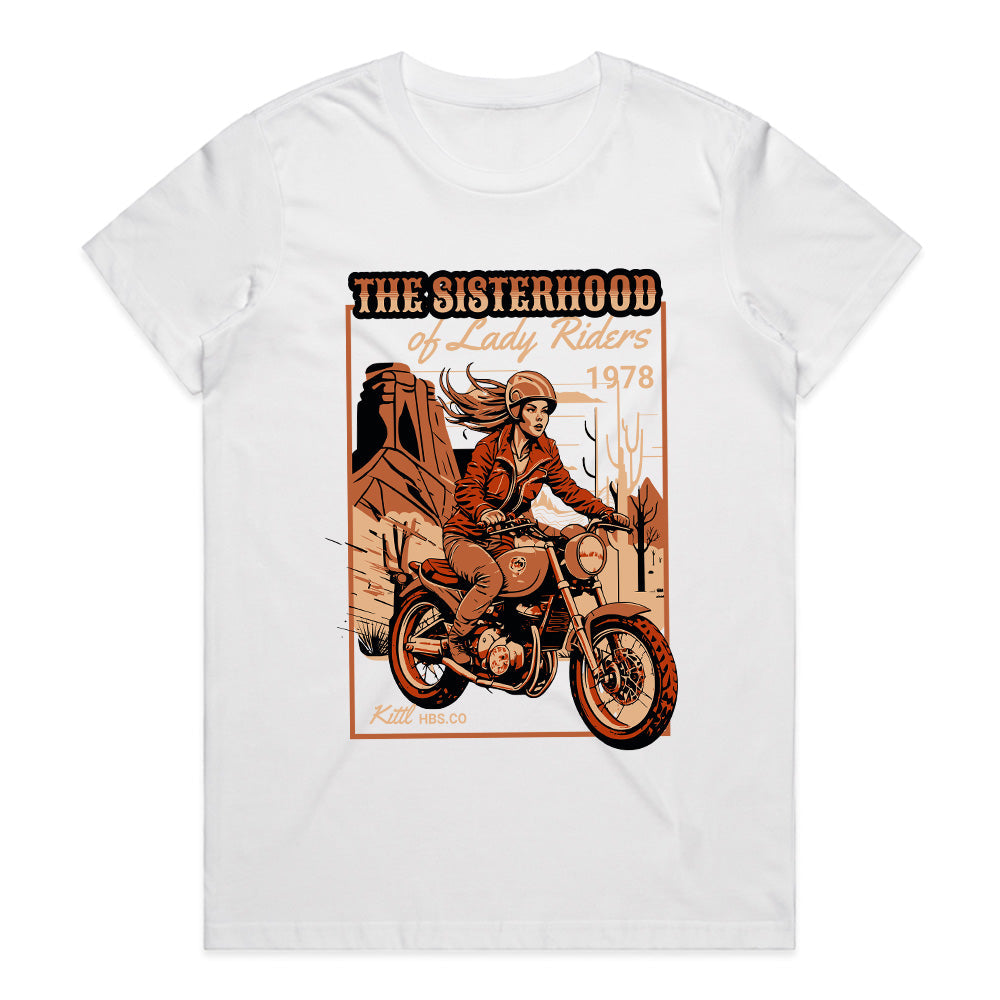 The Sisterhood of Lady Riders T-Shirt – Vintage Biker Woman Tee