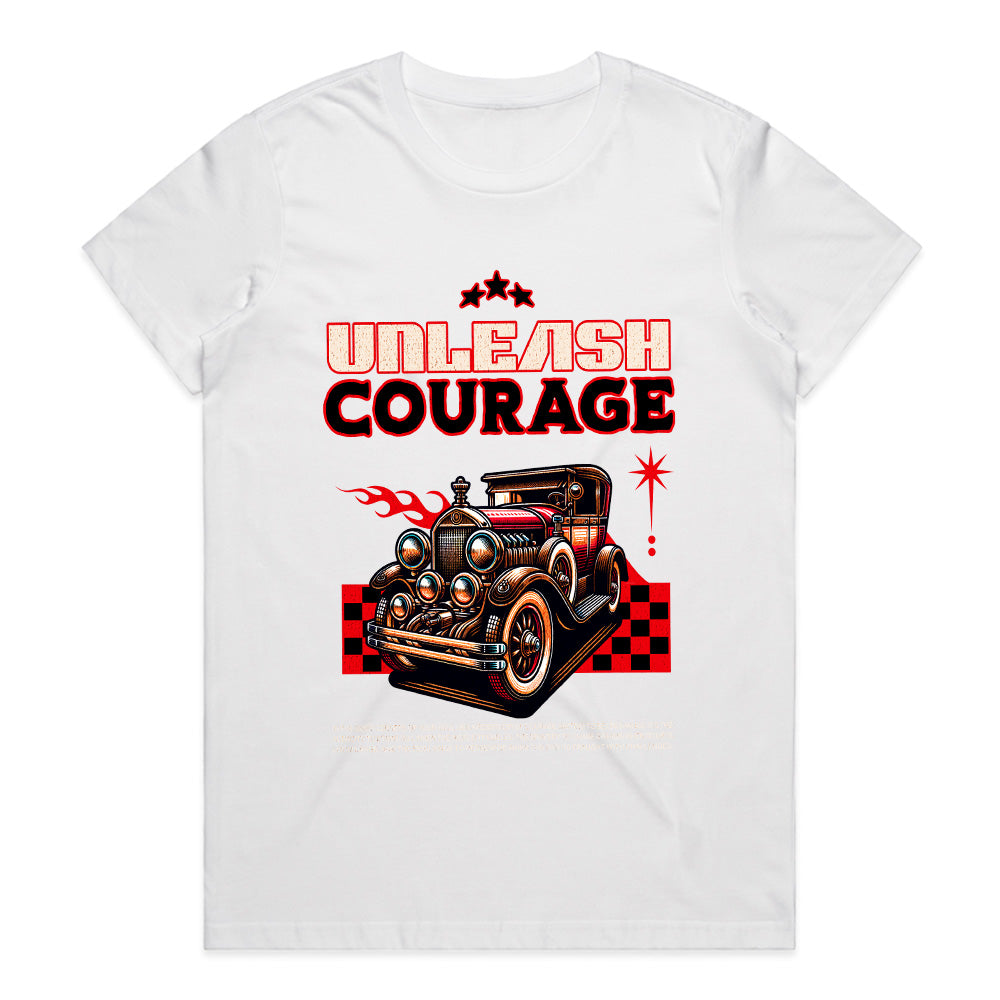 Unleash Courage – Retro Classic Hot Rod Motivation T-Shirt