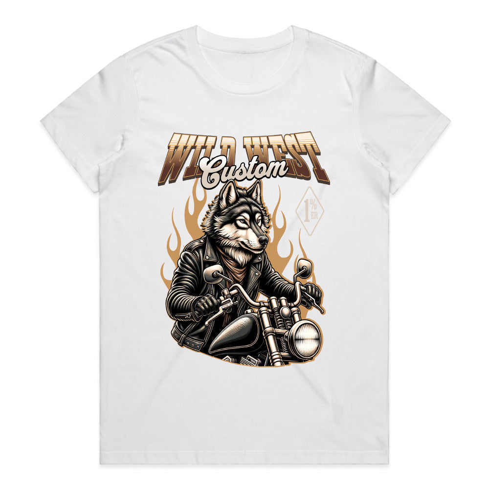 Wild West Custom Biker Wolf T-Shirt – Rebel Rider Streetwear