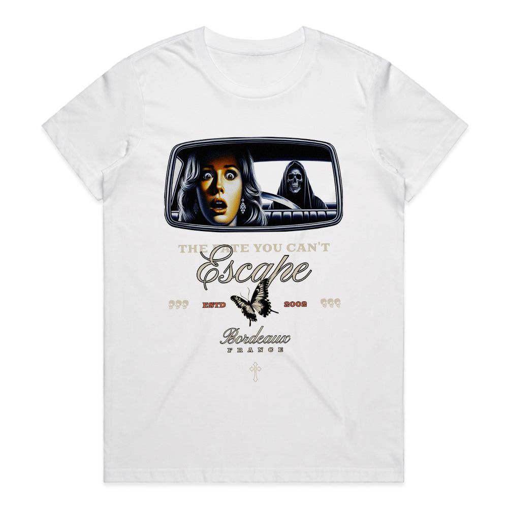 The Fate You Can’t Escape – Retro Horror Rearview Graphic T-Shirt