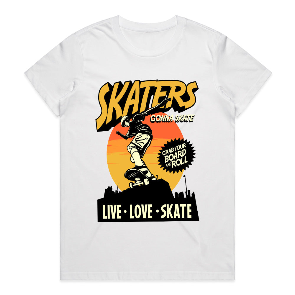Skaters Gonna Skate - Urban Sunset Skateboarding Tee