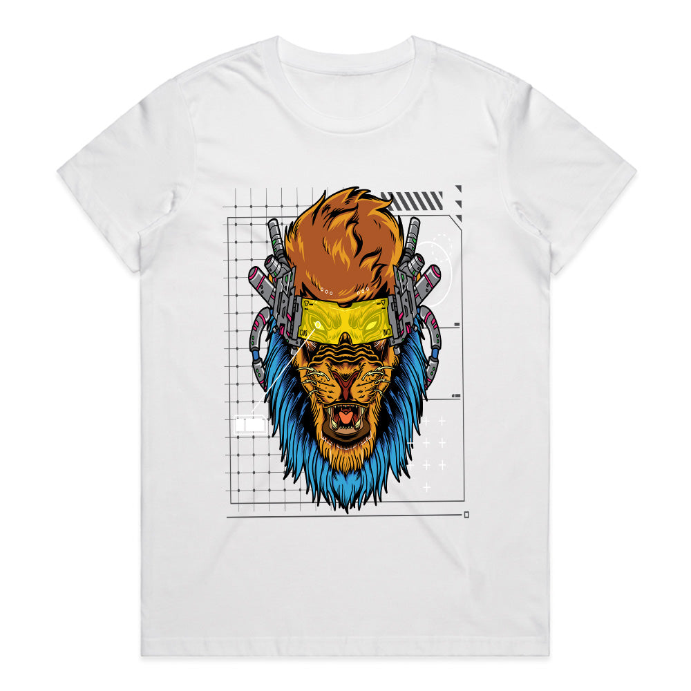 Cyber Lion - Futuristic Tech Beast Tee