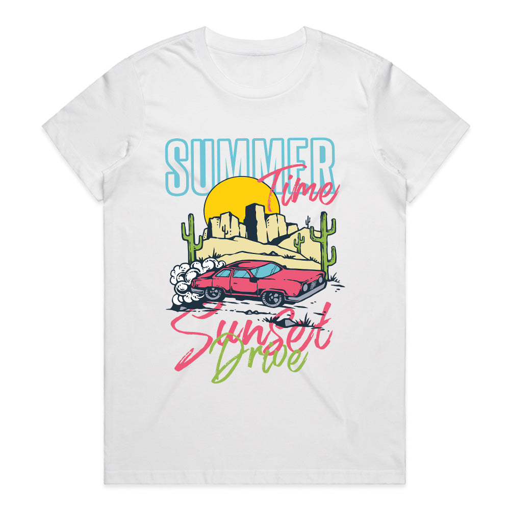 Summer Sunset Drive - Retro Road Trip Tee