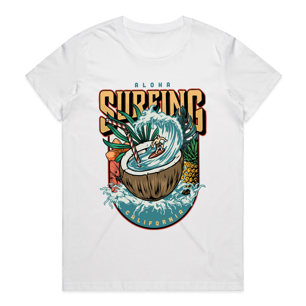 Aloha Surf Paradise: California Coconut Wave Tee