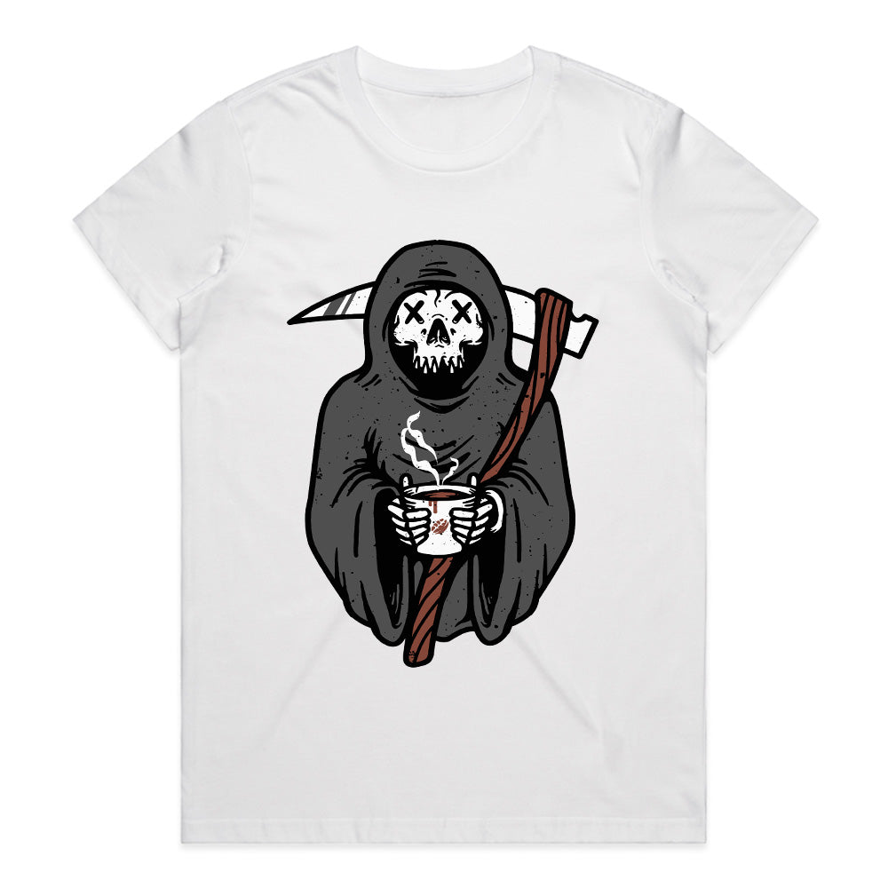 Caffeine & Scythes: Grim Morning Tee