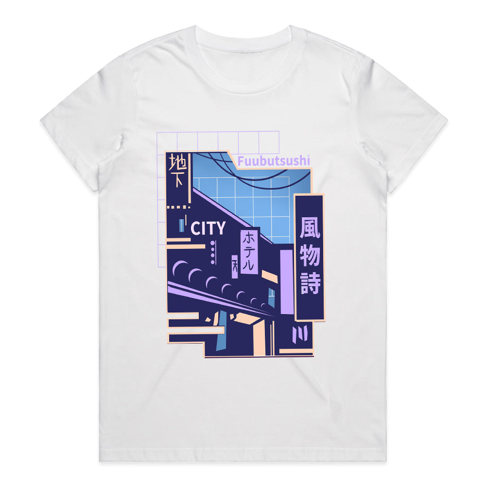 Fuubutsushi Neon City: Vaporwave Japanese Street Tee