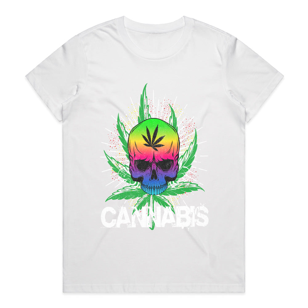 Psychedelic Cannabis Skull: Bold Streetwear Statement Tee