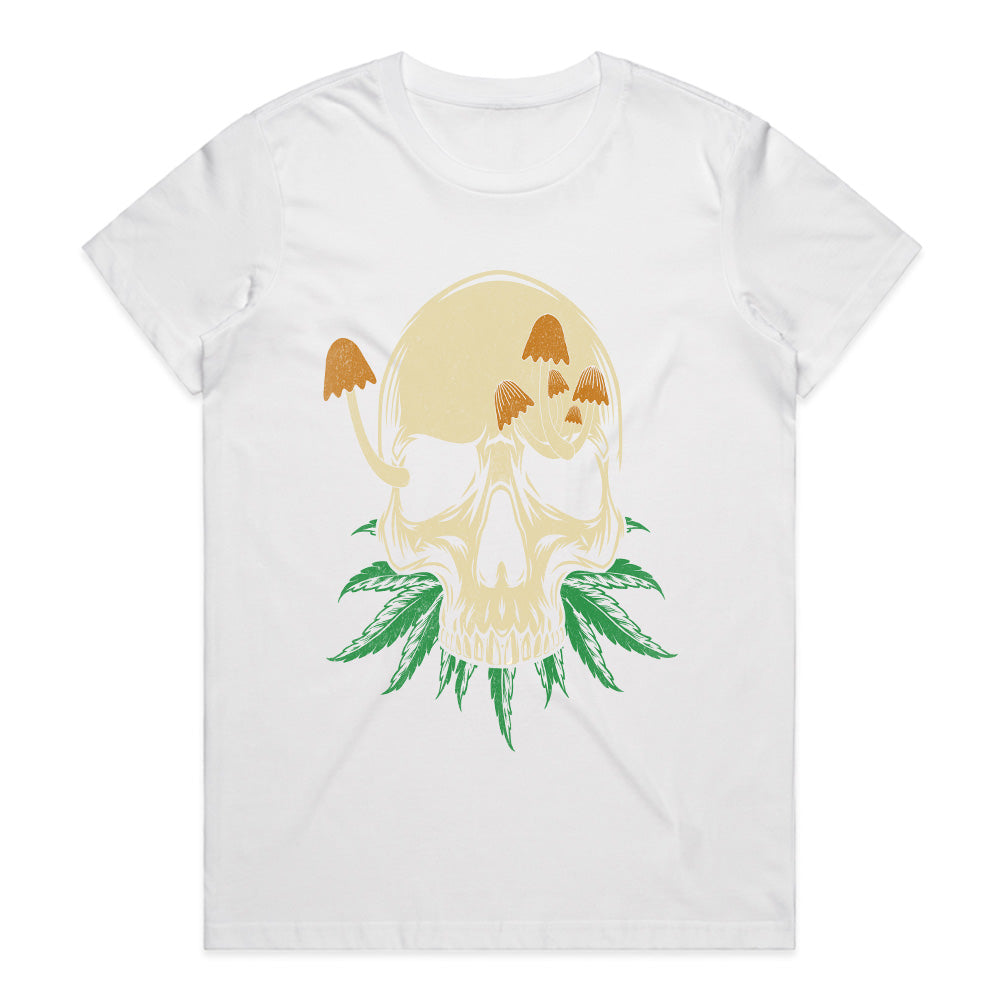 Skull Bloom: Mystic Fungi & Cannabis Fusion Tee