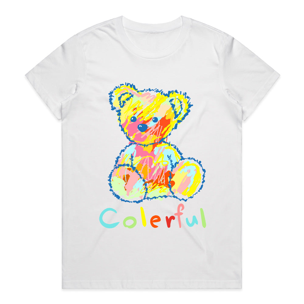 Crayon Chaos – Colorful Bear Scribble Tee