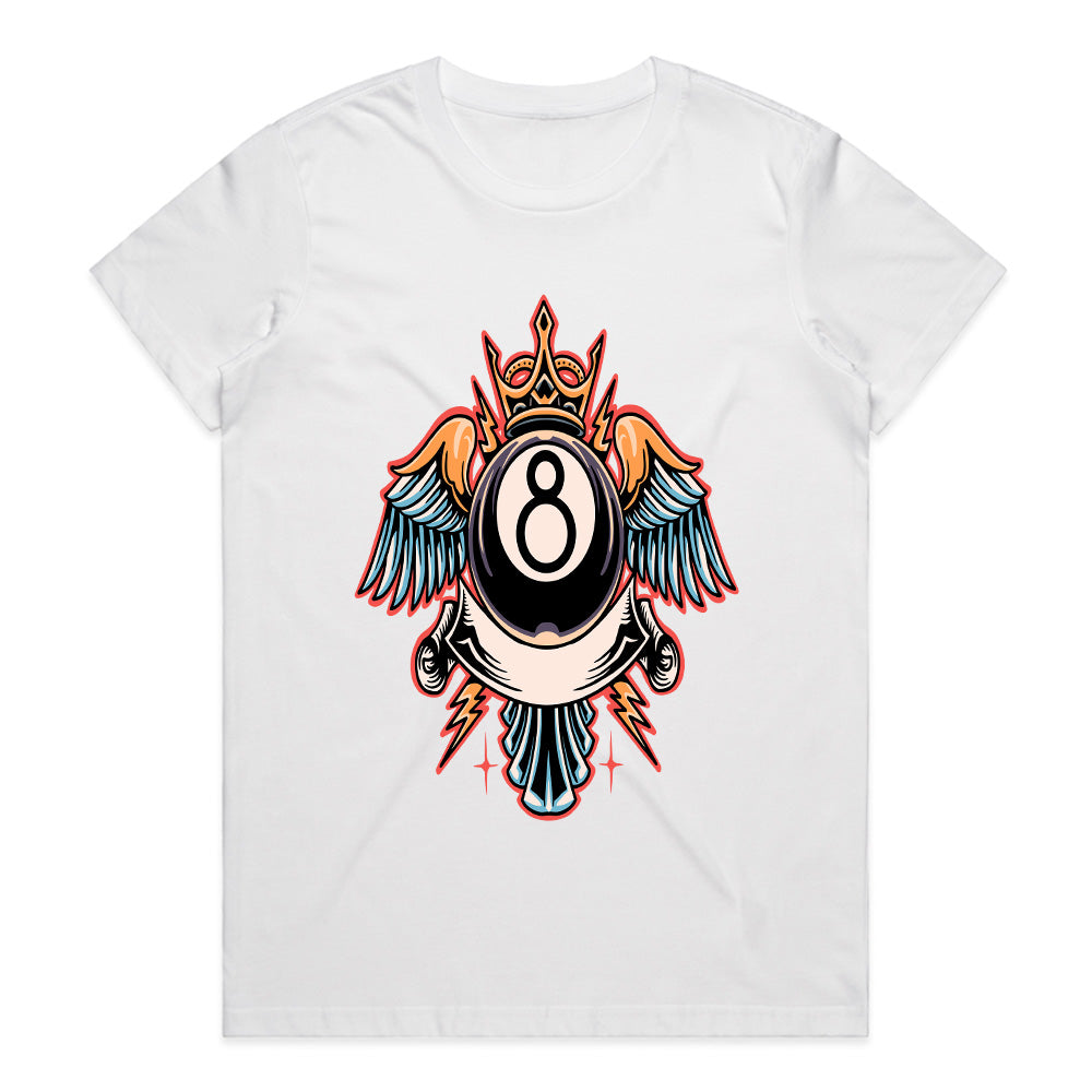 King of Fate: Winged Eightball Crest Tee