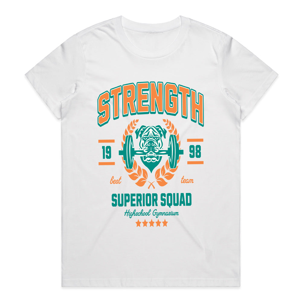 "Strength Superior Squad" Vintage Gym Bulldog T-Shirt – Power & Team Spirit