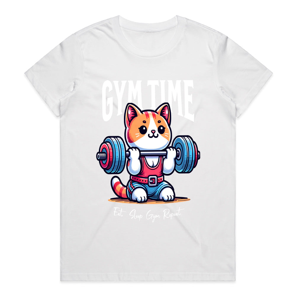 Gym Time Cat – Cute & Funny Workout T-Shirt for Fitness Lovers